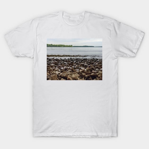 Rocky Lake Beach Photographic Image T-Shirt by AustaArt